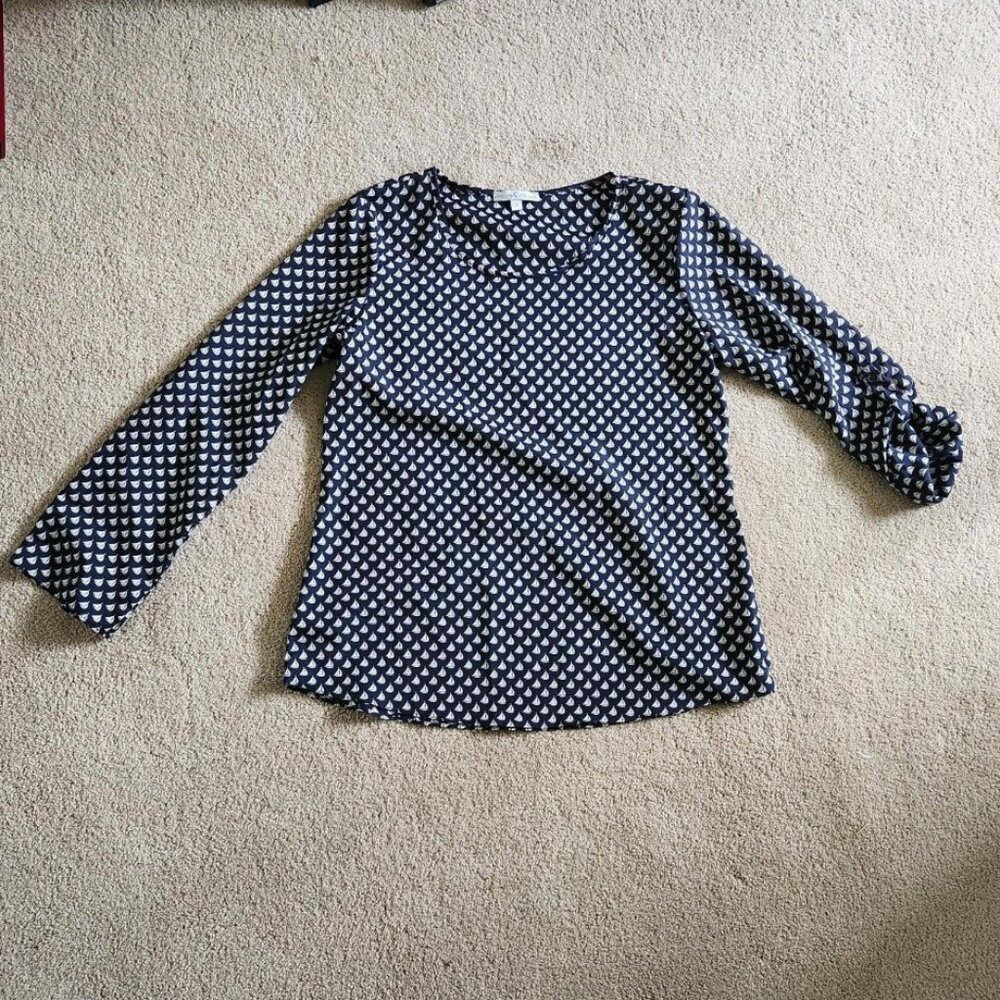 Sailboat print navy blouse